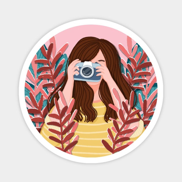 girl with camera photography Magnet by supernovart